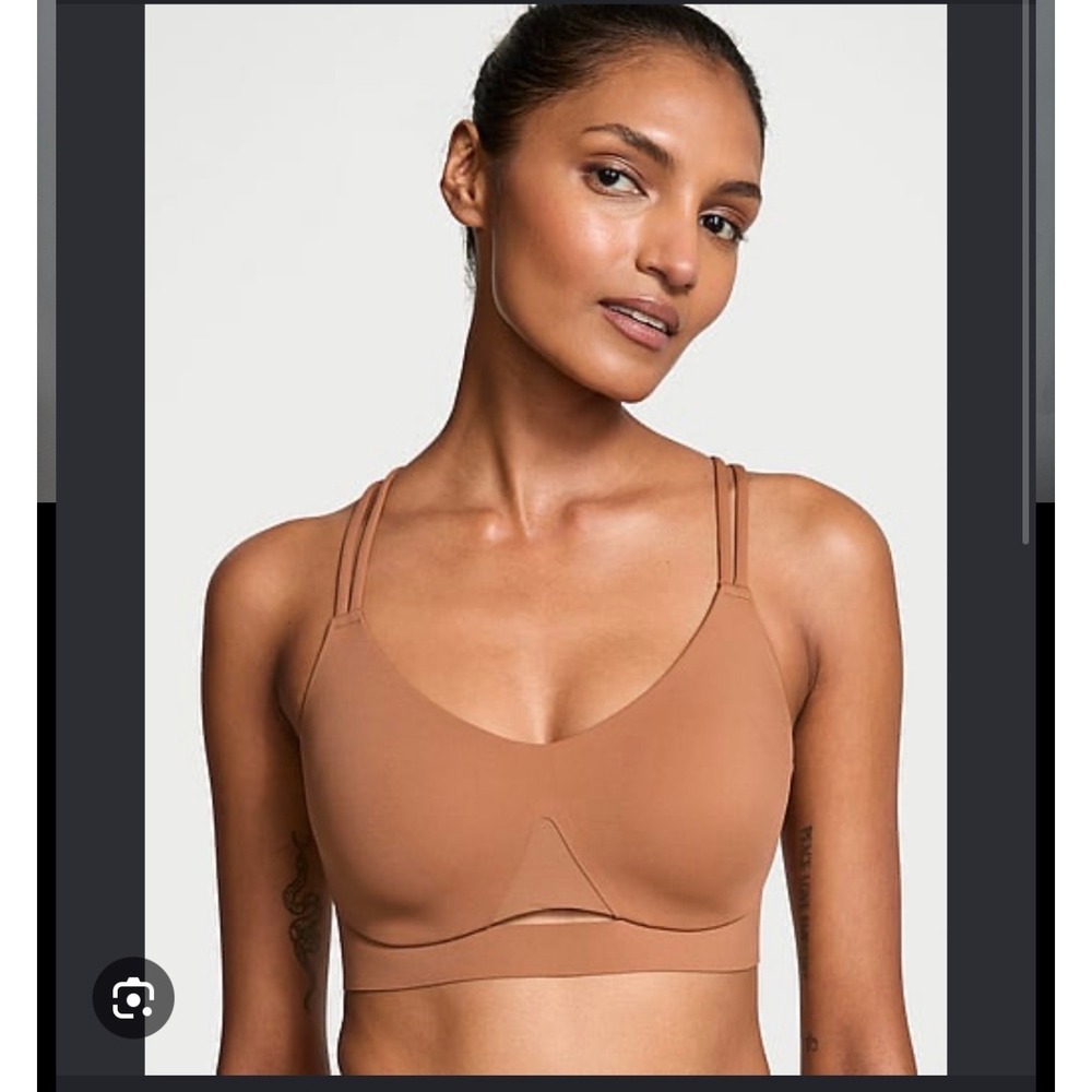 VSX Elevate Stretch Comfort Strappy-Back Sports Bra In Tan Brown Size M